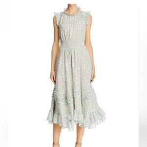 Rebecca Taylor Metallic Green Print Dress